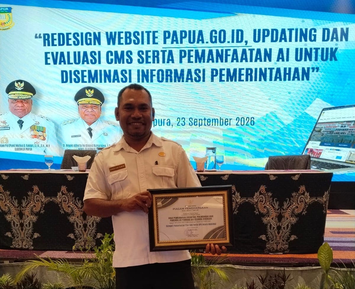 DP3AP2KB Papua Raih Penghargaan sebagai OPD Terbaik Pengelolaan Website dan Media Sosial